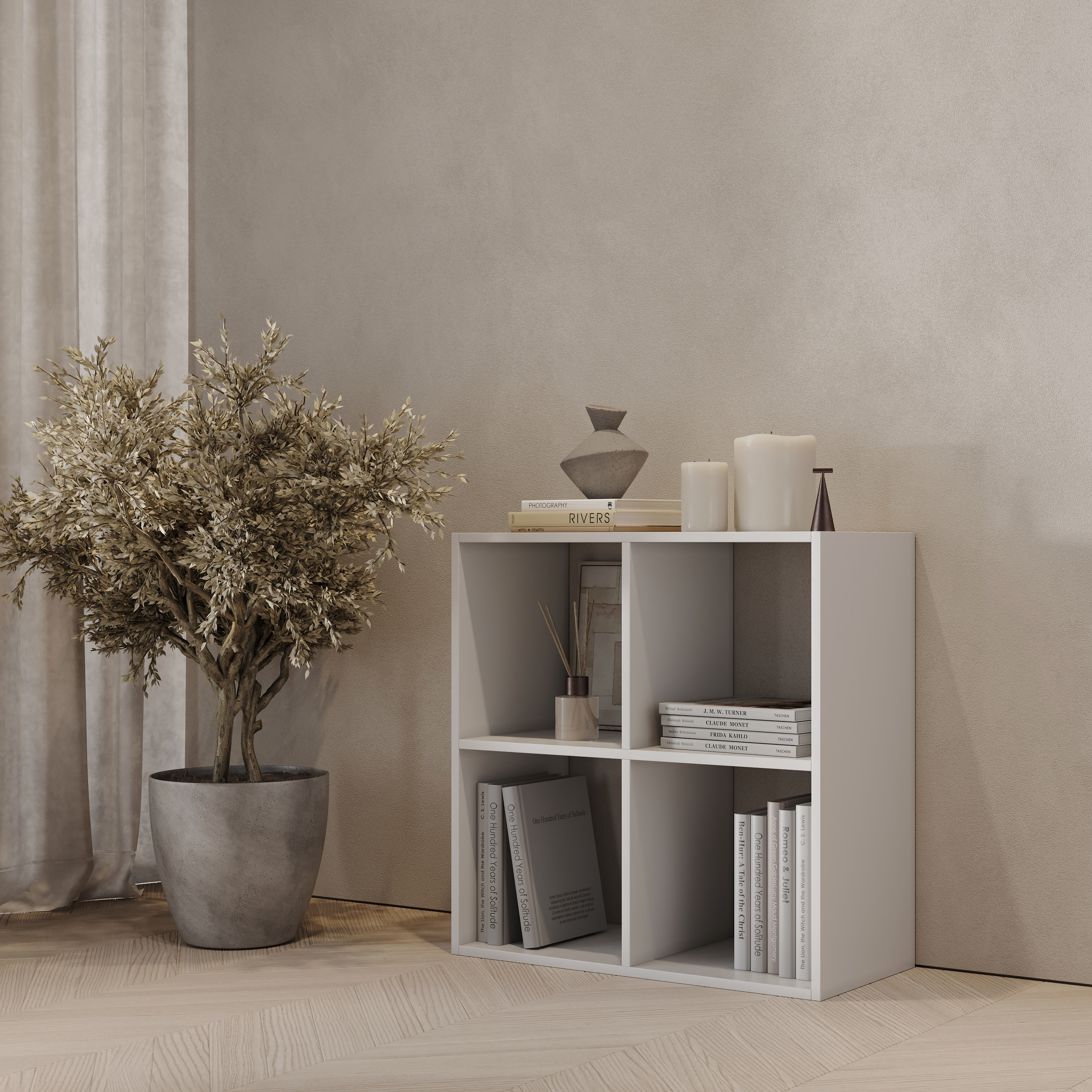 Изображение товара Стеллаж KONSENSA Руан 4 секции 70x70x31.7 см ЛДСП цвет белый