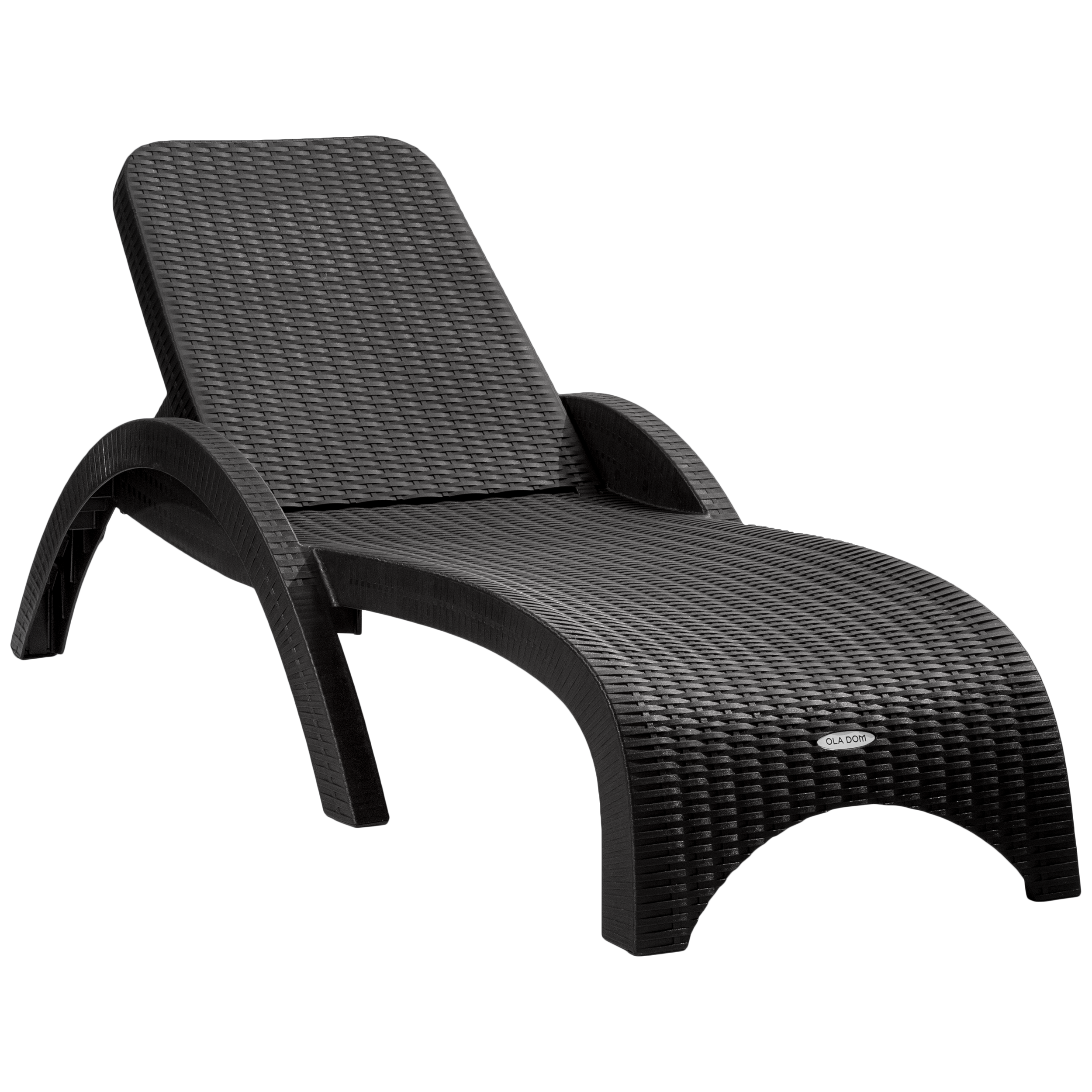 Изображение товара Шезлонг без подушки Rattan 187x73x44 см пластик антрацит Изображение товара Шезлонг без подушки Rattan 187x73x44 см пластик антрацит