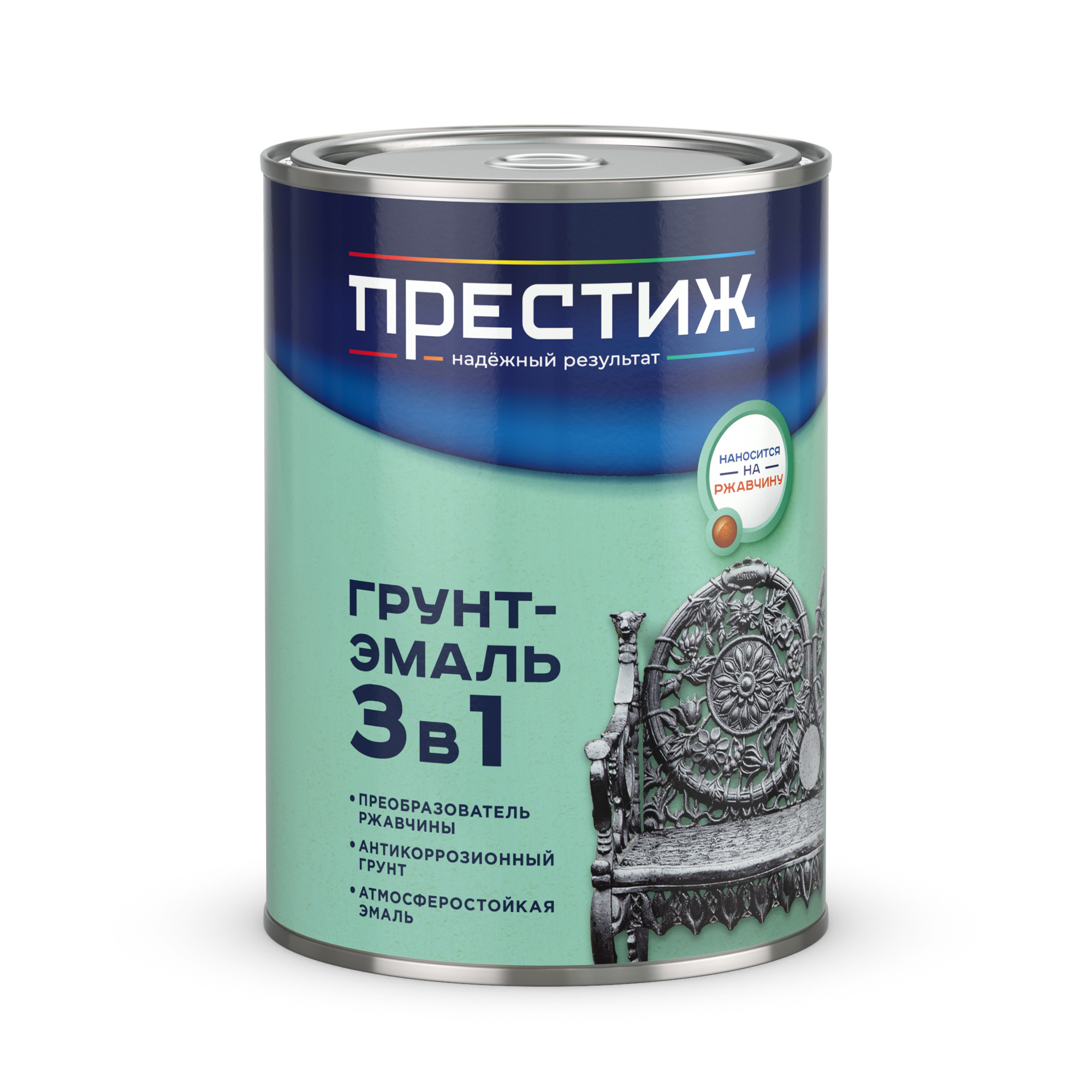 Изображение товара Грунт-эмаль по ржавчине Престиж полуглянцевая глубоко-черная RAL 9005 0.9 кг Изображение товара Грунт-эмаль по ржавчине Престиж полуглянцевая глубоко-черная RAL 9005 0.9 кг