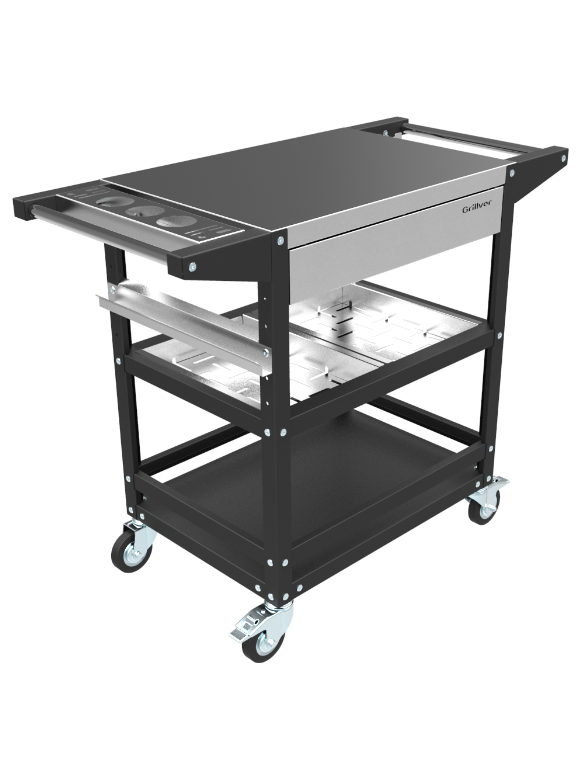 Изображение товара Разделочный стол Комфорт Grillver 70x50 см с выдвижным ящиком и колесами