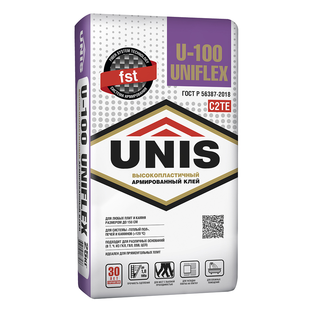 Изображение товара Клей для плитки Unis Uniflex U-100 25 кг для внутренних и наружных работ