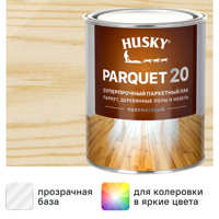 Изображение товара Лак паркетный Husky Parquet 20 полуматовый бесцветный 0.9 л