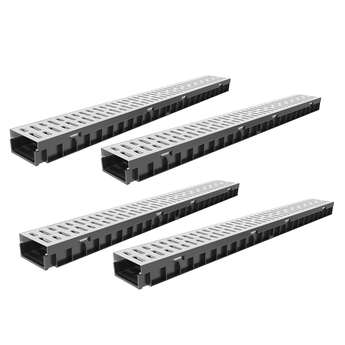 Изображение товара Лоток водосточный Gidrolica Light 1000x115x220мм DN100 с решеткой стальной оцинкованной класс A15 4шт