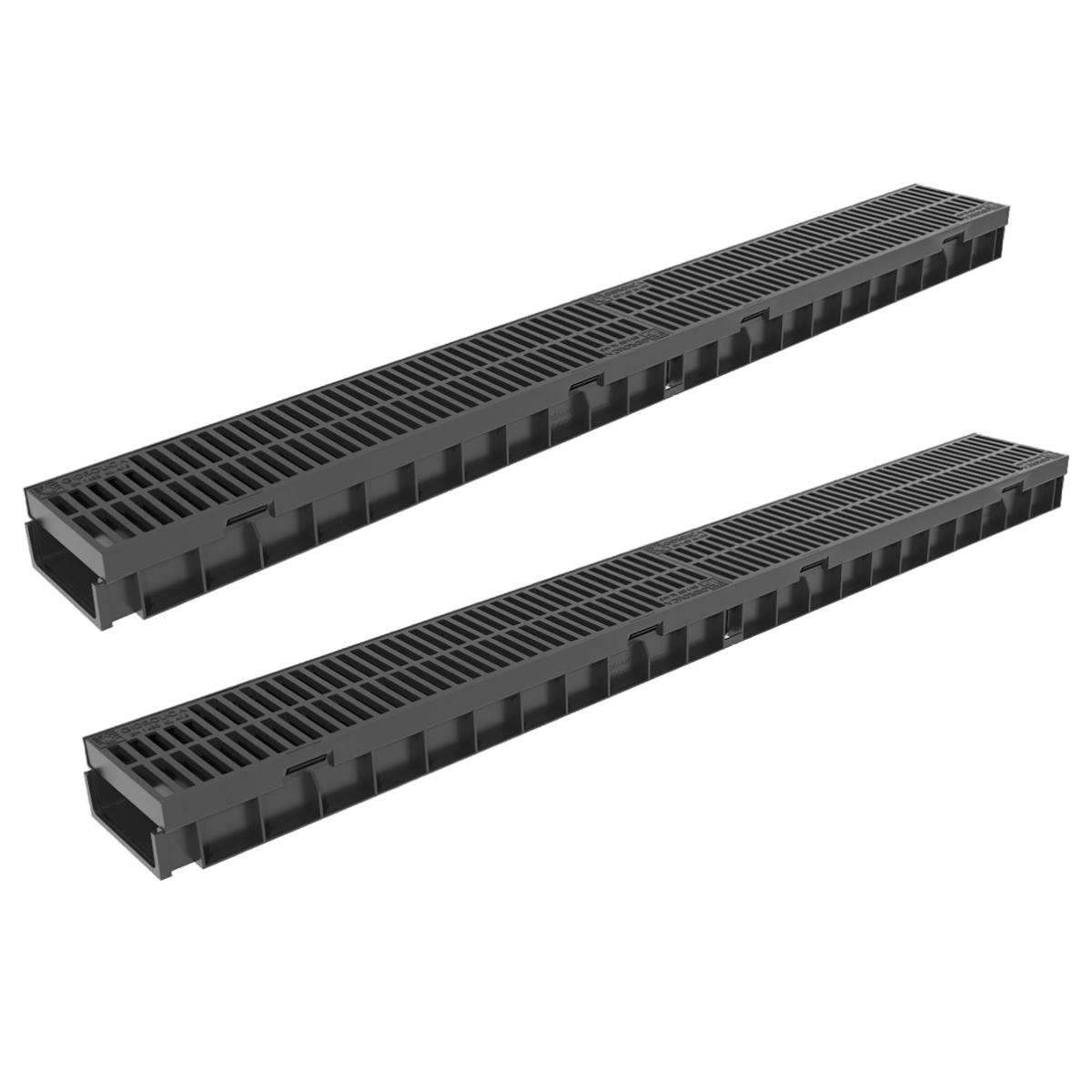 Изображение товара Лоток водосточный Gidrolica Light 1000x115x110мм DN100 с решеткой пластиковой щелевой класс A15 2шт Изображение товара Лоток водосточный Gidrolica Light 1000x115x110мм DN100 с решеткой пластиковой щелевой класс A15 2шт