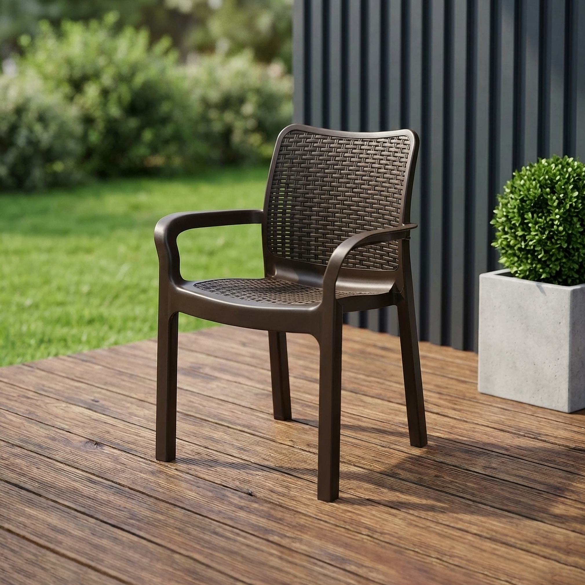 Изображение товара Стул Ingreen Rattan пластиковый садовый коричневый 50.6x58x83.3 см