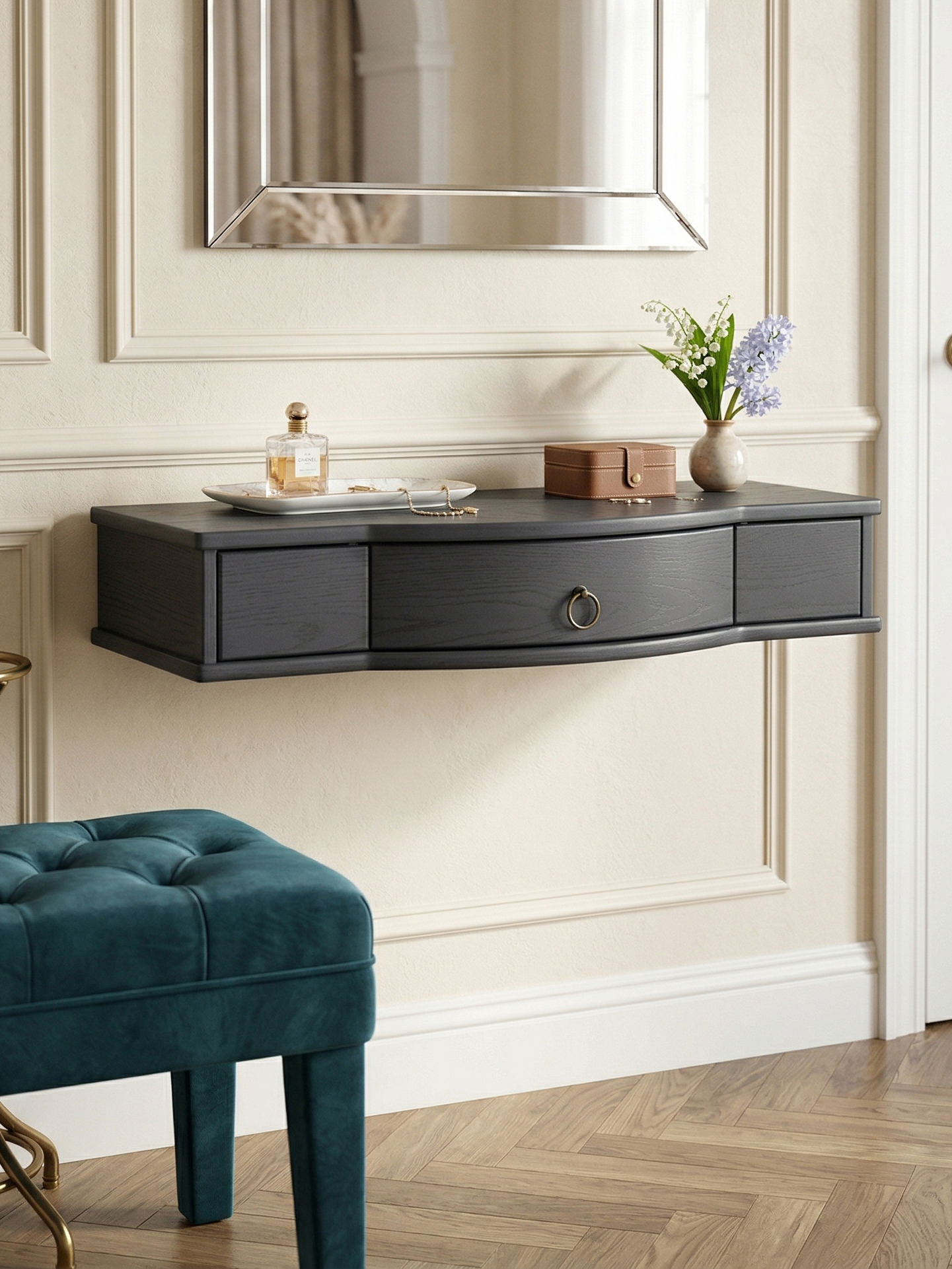 Изображение товара Консоль Мебелик Берже 80x16.20x36.50 см МДФ цвет серый