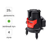 Изображение товара Уровень лазерный Elitech ПЛ 10-4В-ЗЕЛ с зеленым лучом и дальностью 25 м Изображение товара Уровень лазерный Elitech ПЛ 10-4В-ЗЕЛ с зеленым лучом и дальностью 25 м