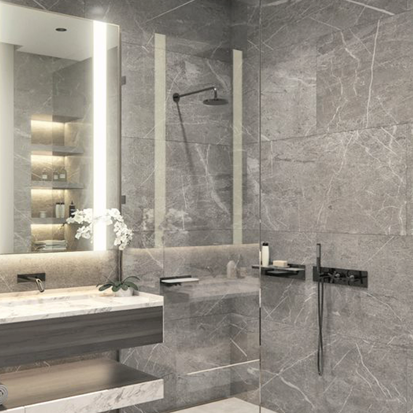 Изображение товара Глазурованный керамогранит Estima Мелоди MO103 60x120 см 1.44 м² неполированный цвет серый Изображение товара Глазурованный керамогранит Estima Мелоди MO103 60x120 см 1.44 м² неполированный цвет серый