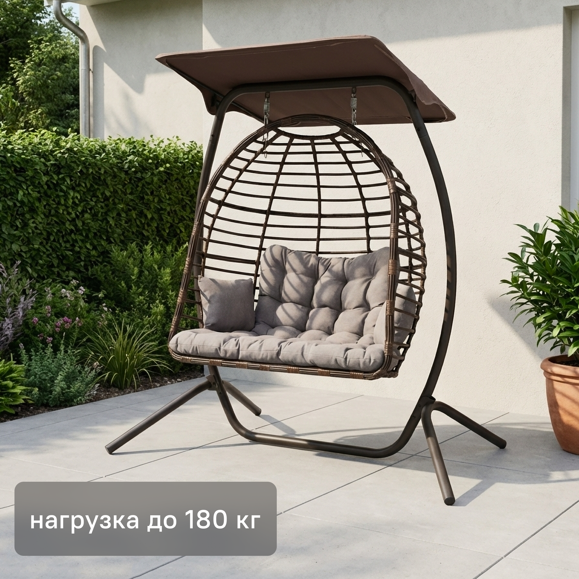 Изображение товара Кресло подвесное Greengard Суматра 2-х местные бежевый/коричневый