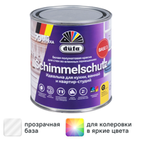 Изображение товара Краска для стен и потолков Dufa Schimmelchutz моющаяся полуматовая прозрачная база 3 0.9 л
