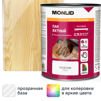 Изображение товара Лак яхтный MONLID матовый прозрачный 0.75 л