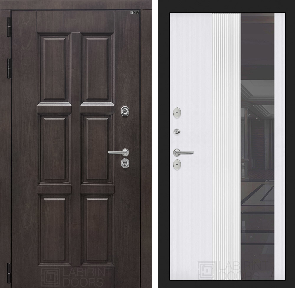 Изображение товара Входная дверь Двери Лабиринт Лондон левый 205x96см цвет алмон 28/белый софт с зеркалом П32