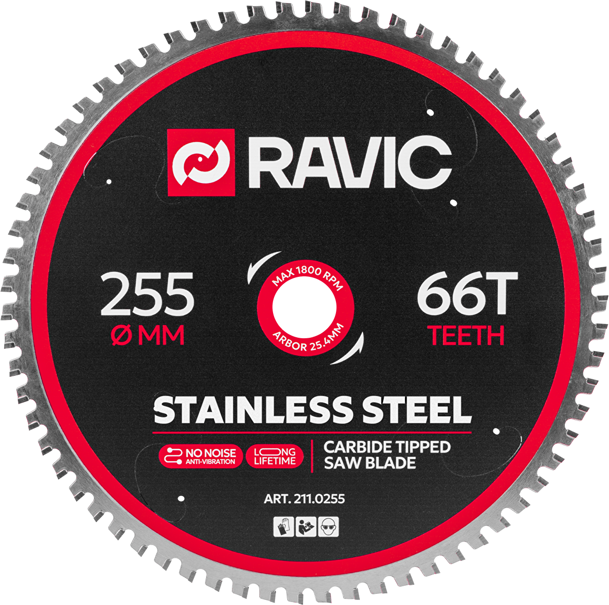 Изображение товара Диск пильный по цветному металлу Ravic 211.0255 66T 255x25.4x1.8 мм Изображение товара Диск пильный по цветному металлу Ravic 211.0255 66T 255x25.4x1.8 мм