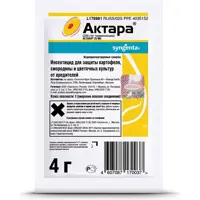 Изображение товара Актара ВДГ 4 г - инсектицид для защиты картофеля и цветов от вредителей Изображение товара Актара ВДГ 4 г - инсектицид для защиты картофеля и цветов от вредителей