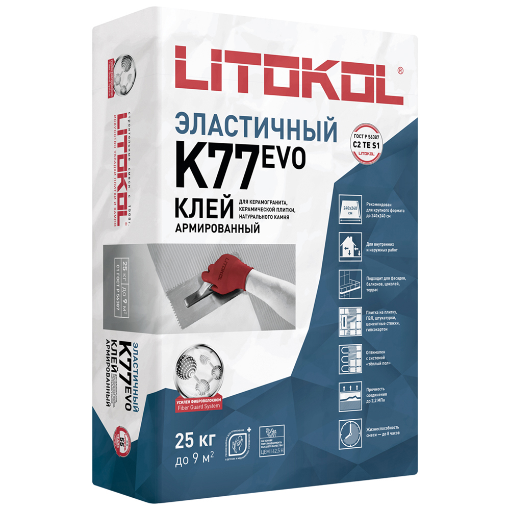 Изображение товара Клей для плитки Litokol Superflex K77 25 кг универсальный водо- и морозостойкий