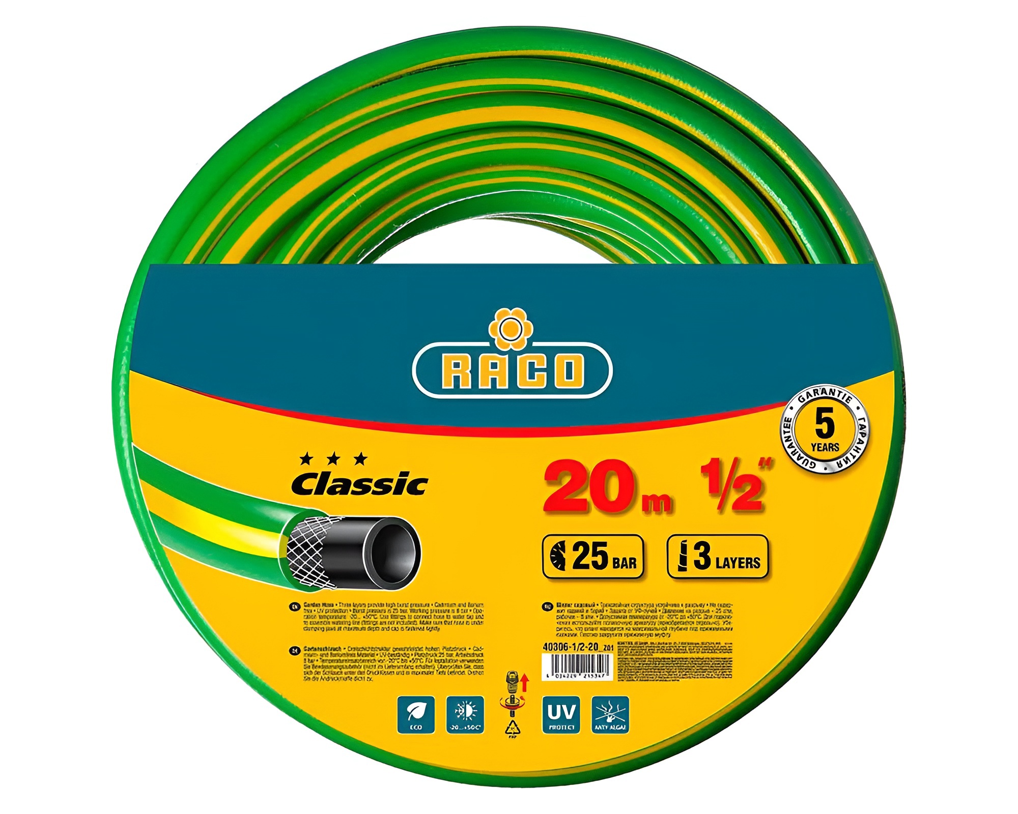 Изображение товара Шланг для полива Raco Classic d 12.5 мм 20 м ПВХ
