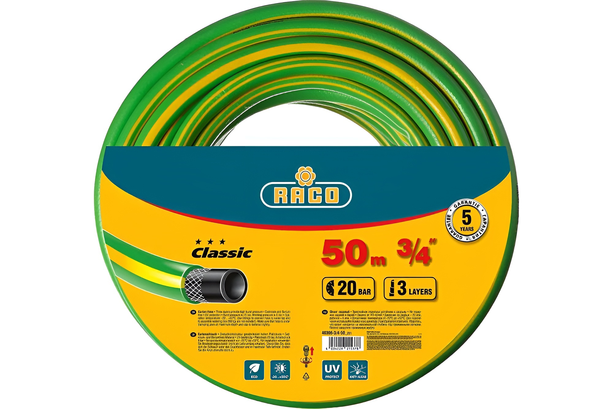 Изображение товара Шланг для полива Raco Classic 3/4" 50 м ПВХ