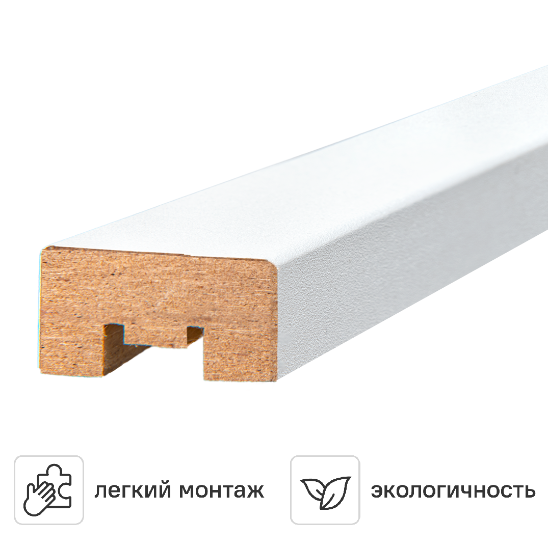 Изображение товара Рейка МДФ 2700x20x32 мм белого цвета для отделки интерьера