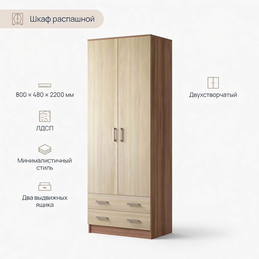 Изображение товара Шкаф распашной Клик мебель 80x220x48.7 см ЛДСП цвет ясень шимо темный Изображение товара Шкаф распашной Клик мебель 80x220x48.7 см ЛДСП цвет ясень шимо темный