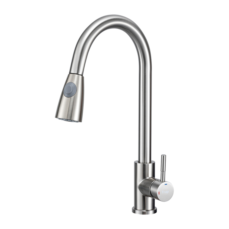 Изображение товара Смеситель для кухни Frap F60991-5 выдвижной излив 21 см цвет сатин Изображение товара Смеситель для кухни Frap F60991-5 выдвижной излив 21 см цвет сатин