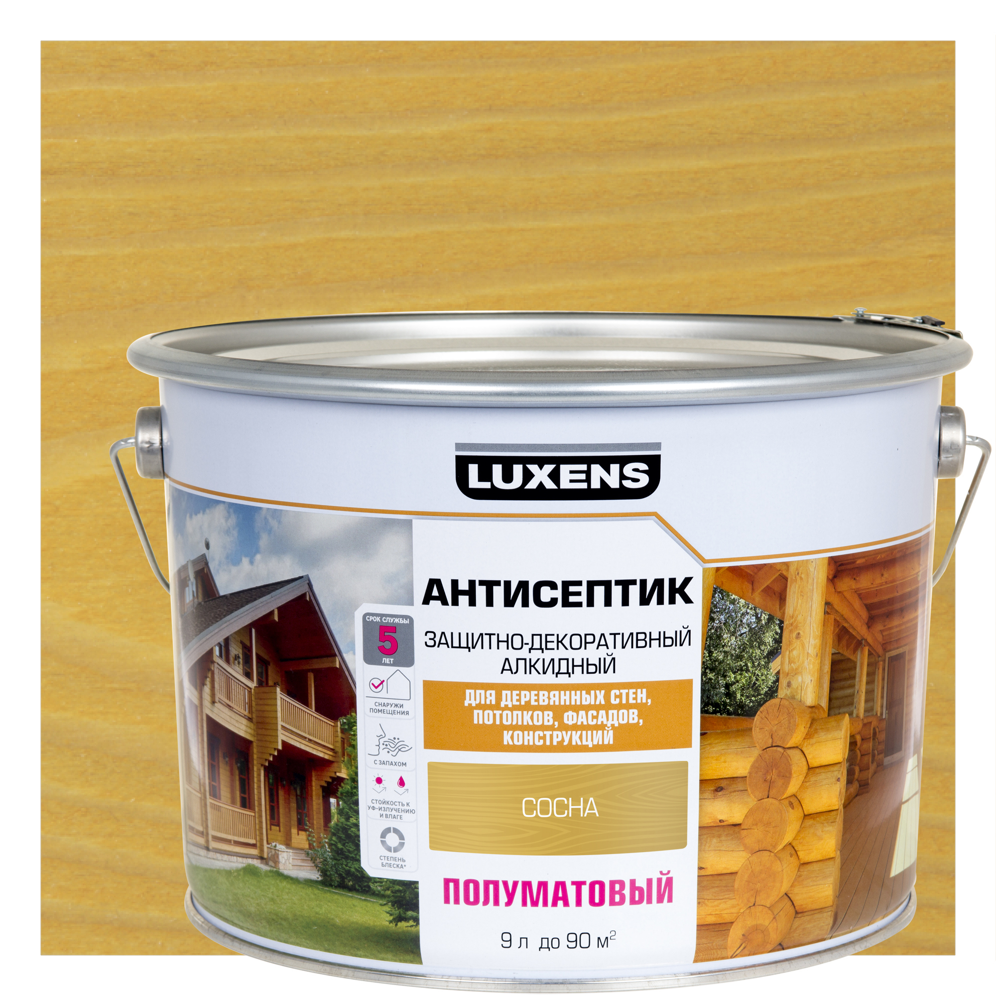 Изображение товара Антисептик алкидный Luxens сосна 9 л для дерева с полуматовым эффектом