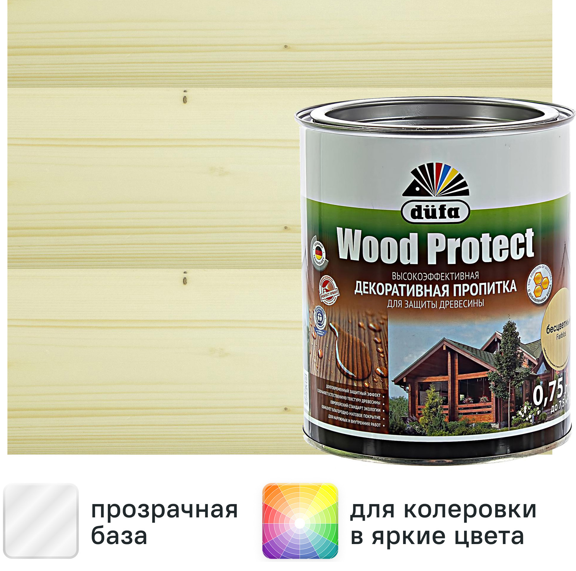 Изображение товара Антисептик Dufa Wood Protect прозрачный 0.75 л