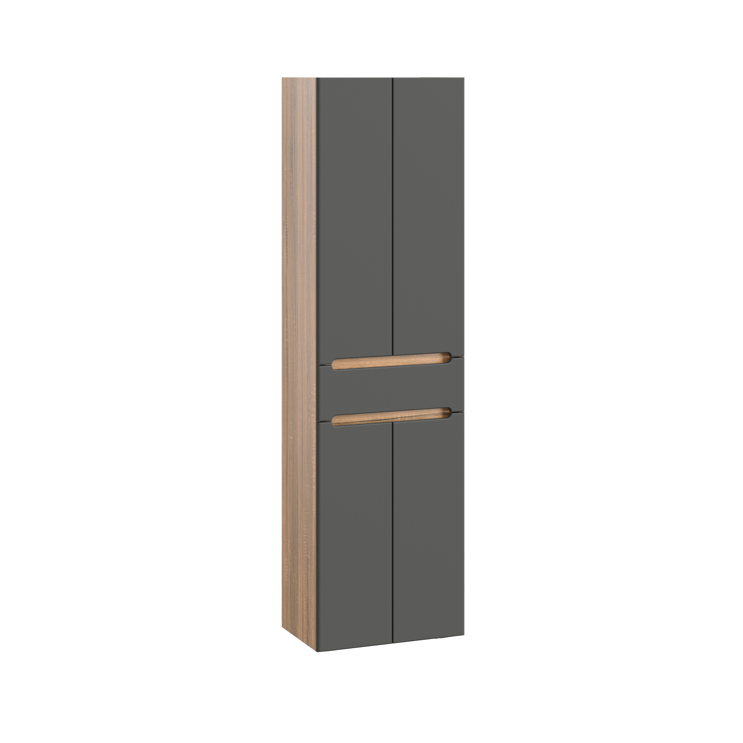 Изображение товара Пенал шкаф для ванной комнате RUVANN AQVI 50x31.6x175.7 см графит софт дуб вотан Изображение товара Пенал шкаф для ванной комнате RUVANN AQVI 50x31.6x175.7 см графит софт дуб вотан
