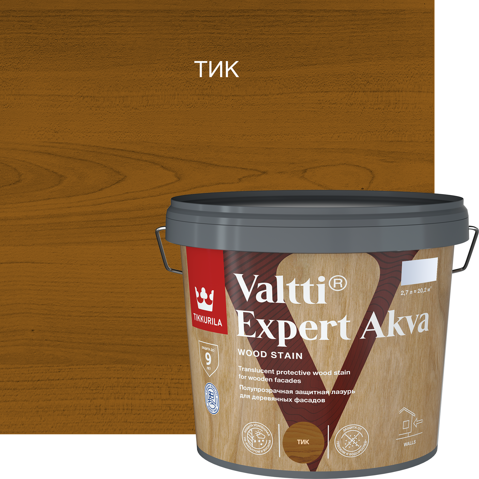 Изображение товара Защитно-декоративный антисептик Tikkurila Valtti Expert Akva полуматовый 2.7 л