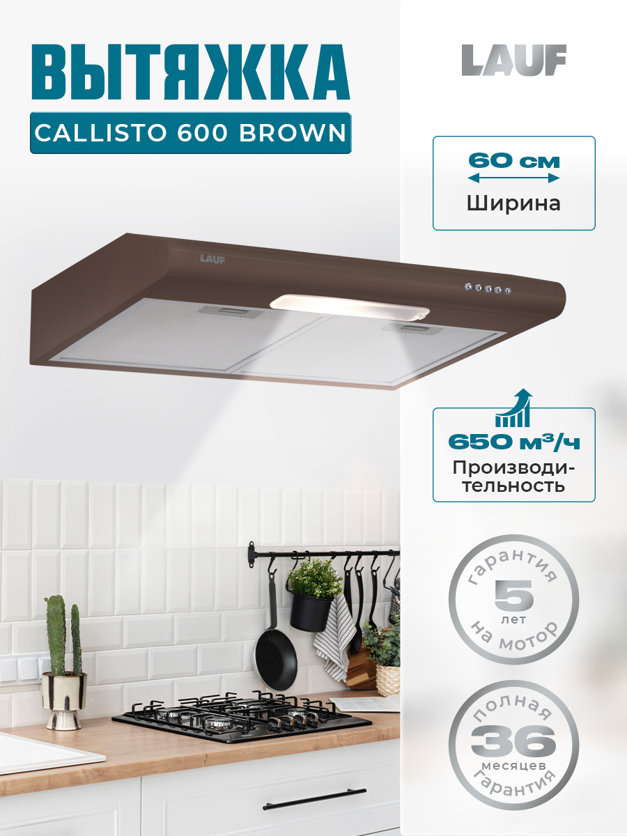 Изображение товара Плоская вытяжка Lauf callisto 600 brown 60 см цвет коричневый Изображение товара Плоская вытяжка Lauf callisto 600 brown 60 см цвет коричневый