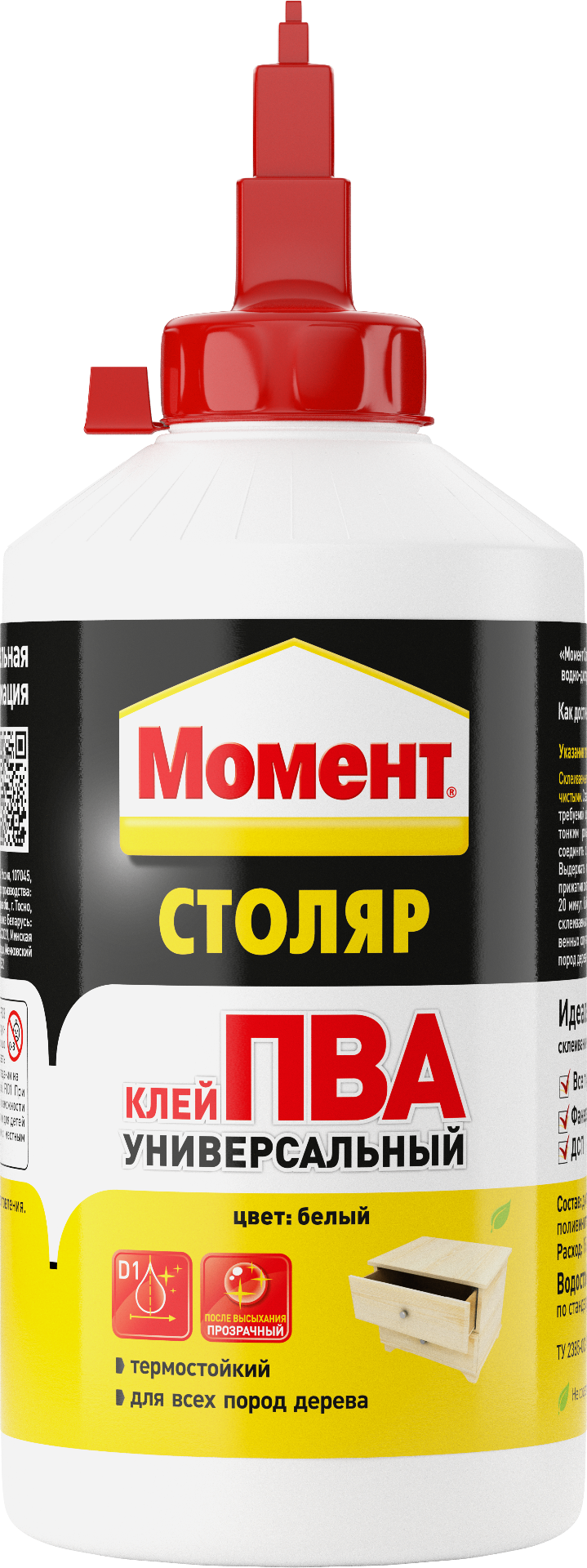 Изображение товара Клей ПВА Момент Столяр универсальный 750 гр Изображение товара Клей ПВА Момент Столяр универсальный 750 гр