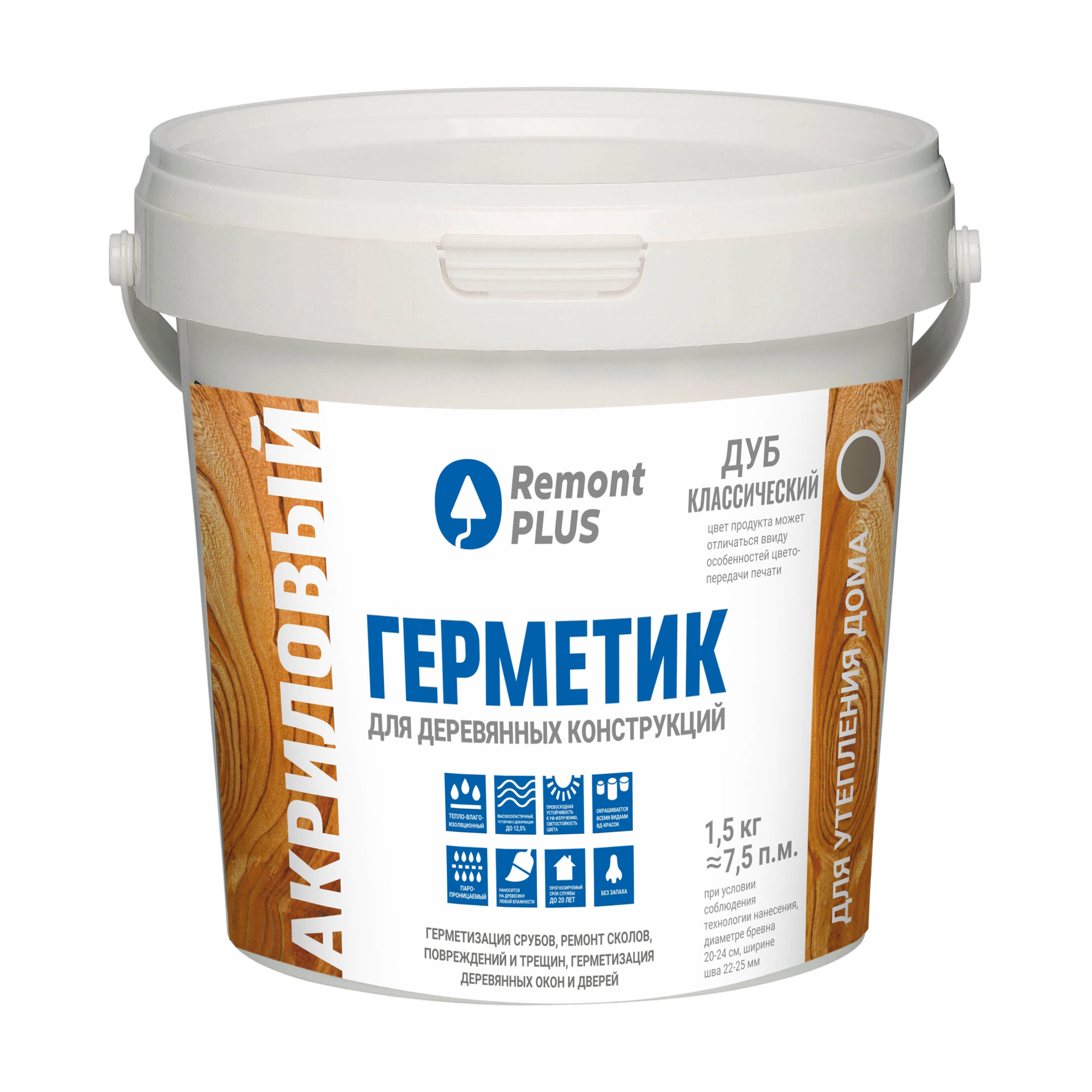 Изображение товара Герметик акриловый Remont Plus дуб классический 900 мл