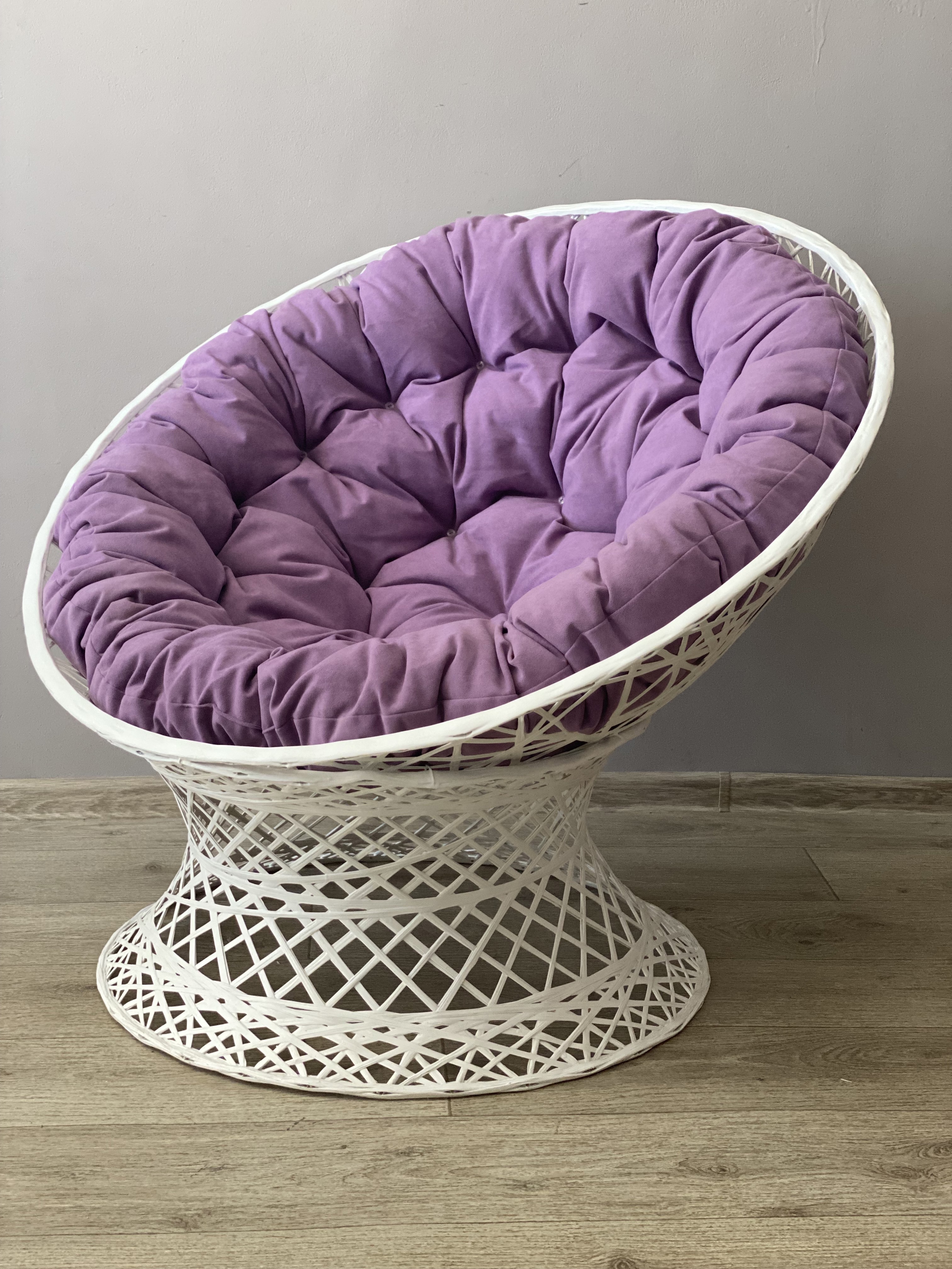 Изображение товара Садовое кресло с подушкой Ajurio Papasan КПП.01.12 110 см x 65 см x 95 см белый