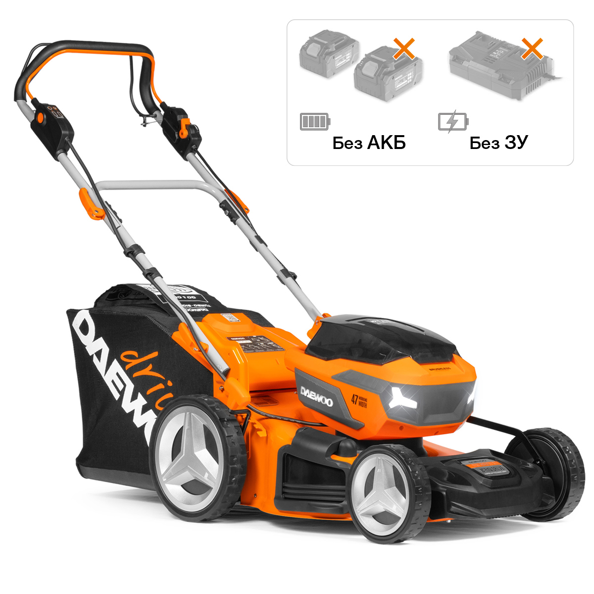 Изображение товара Газонокосилка аккумуляторная Daewoo DLM 5042Li-S 22 В 47 см АКБ и ЗУ не в комплекте
