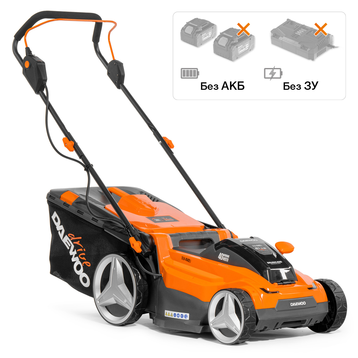 Изображение товара Аккумуляторная газонокосилка Daewoo DLM 4142Li 40 см, 7 уровней высоты