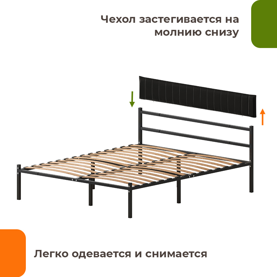Изображение товара Кровать Домаклево Комплект лофт велюр ftk_ch_04_black 180 x 31 x 200 см металл цвет черный