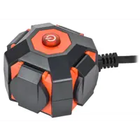 Изображение товара Удлинитель бытовой IEK 3x1.5 5 м 4 розетки с заземлением 3680 Вт с креплением и выключателем цвет оранжевый/серый