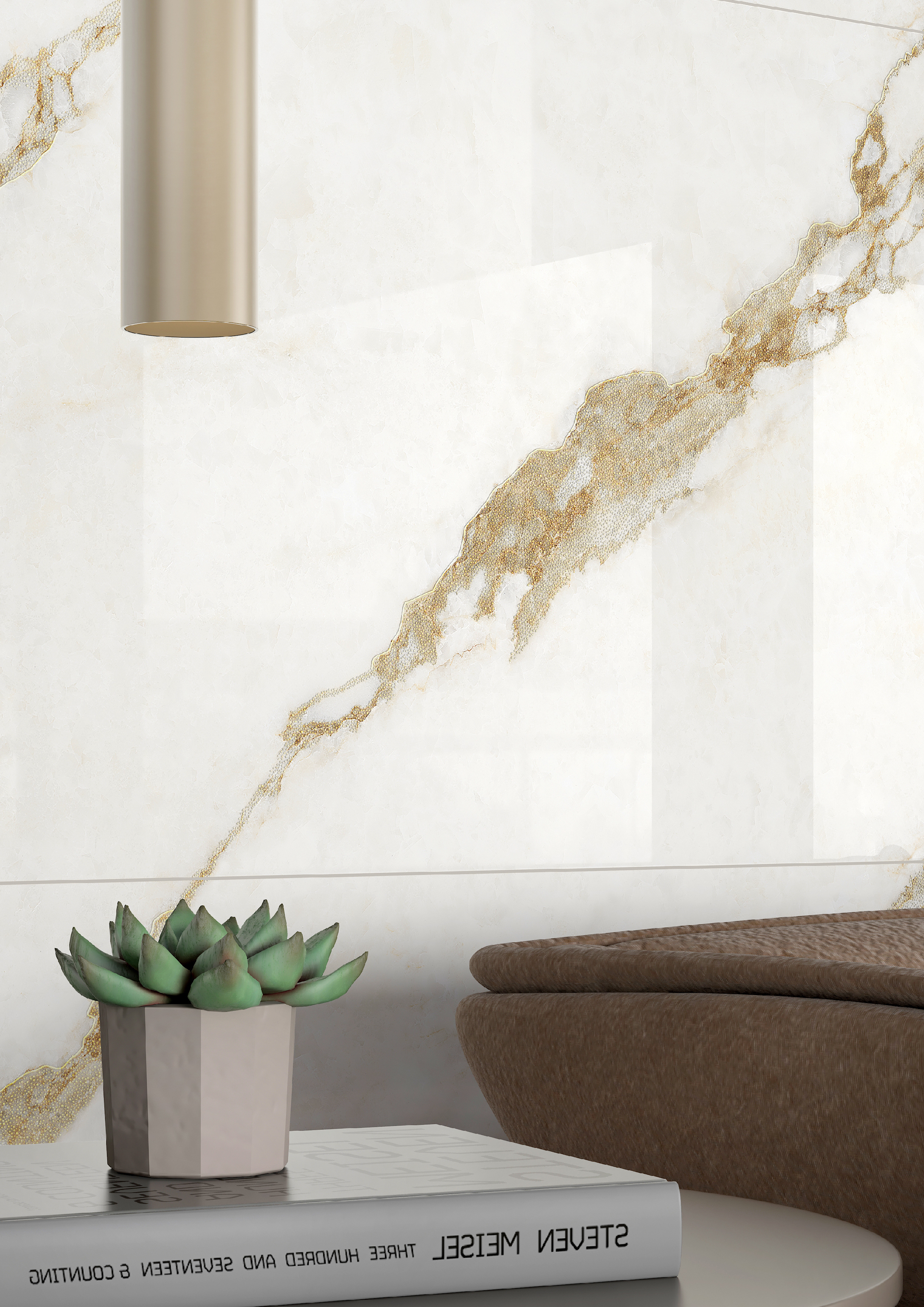 Изображение товара Керамогранит Kerald White Staturio 60x120 см бежевый с золотистыми прожилками Изображение товара Керамогранит Kerald White Staturio 60x120 см бежевый с золотистыми прожилками