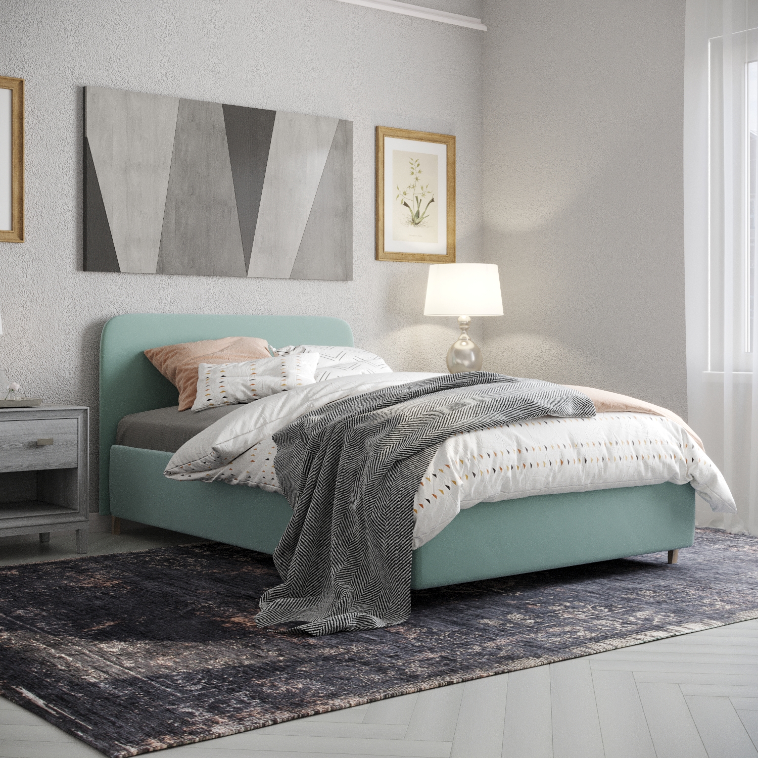 Изображение товара Кровать Inroom Абстракт 160x190 см подъемный механизм цвет мятный
