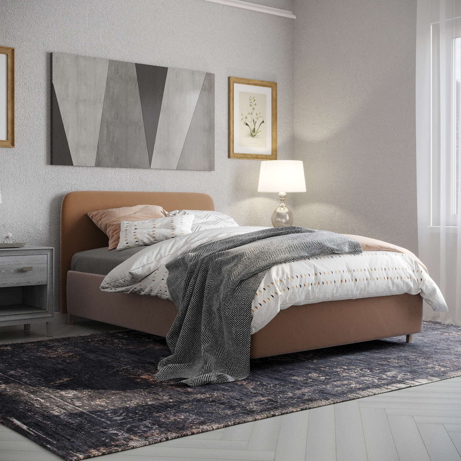 Изображение товара Кровать Inroom Abstraction Ort 120x190 см подъемный механизм цвет светло-коричневый Изображение товара Кровать Inroom Abstraction Ort 120x190 см подъемный механизм цвет светло-коричневый