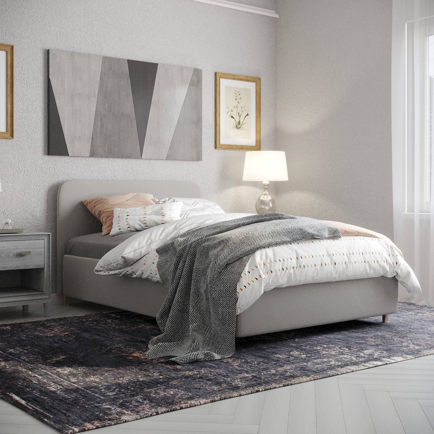 Изображение товара Кровать Inroom Абстракт 160x190 см подъемный механизм цвет светло-серый