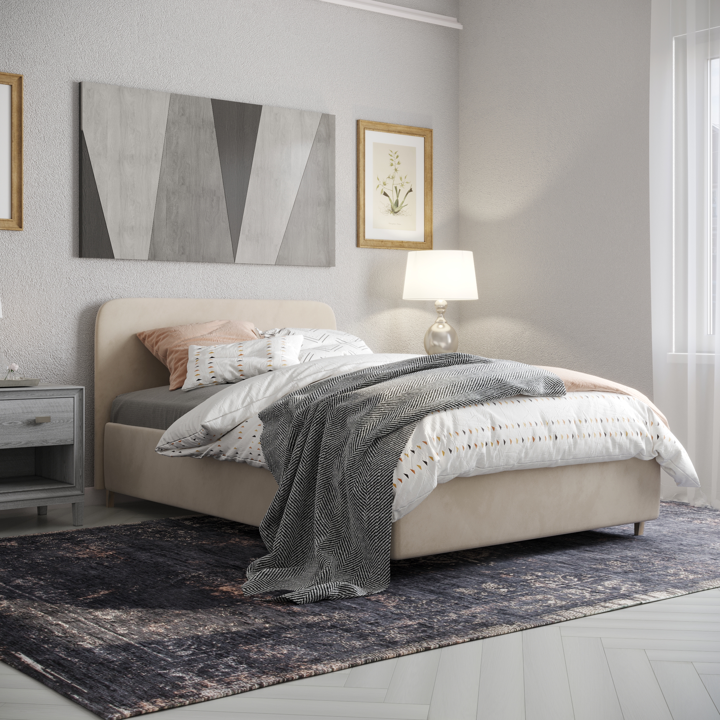 Изображение товара Кровать Inroom Абстракт 180x200 см подъемный механизм цвет молочный Изображение товара Кровать Inroom Абстракт 180x200 см подъемный механизм цвет молочный