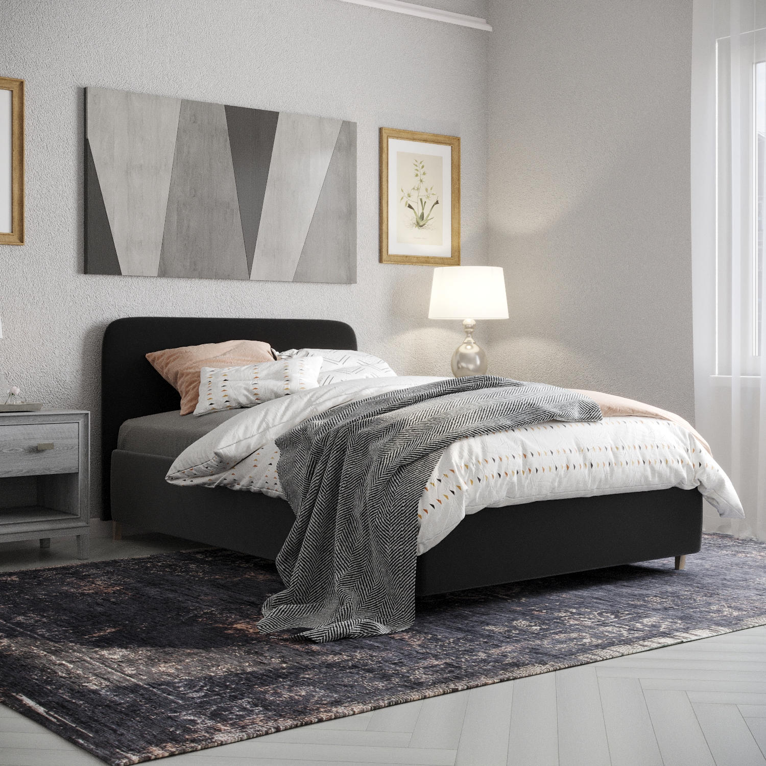 Изображение товара Кровать Inroom Abstraction Ort 120x190 см подъемный механизм цвет черный Изображение товара Кровать Inroom Abstraction Ort 120x190 см подъемный механизм цвет черный