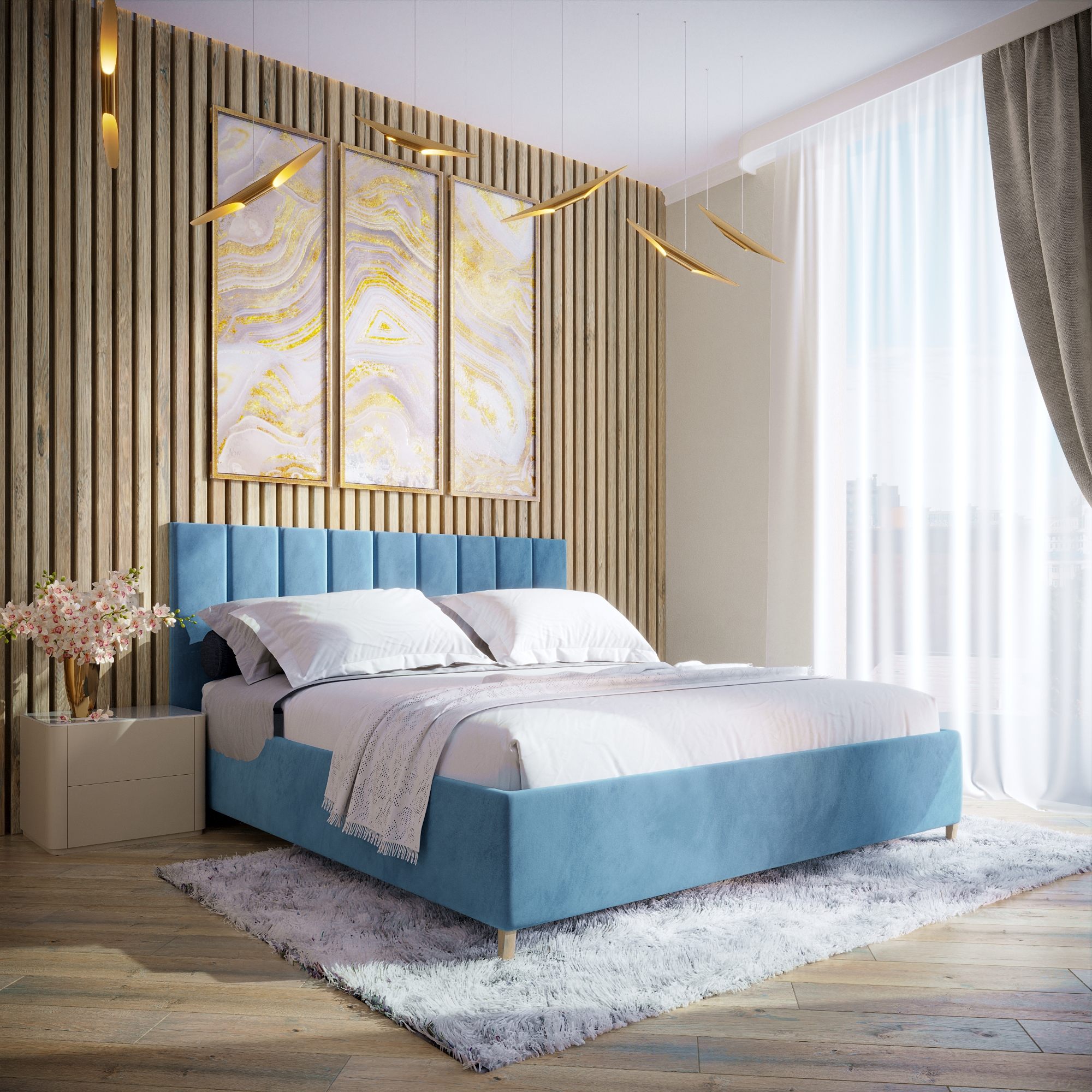 Изображение товара Кровать Inroom Line 180x200 см подъемный механизм цвет синий Изображение товара Кровать Inroom Line 180x200 см подъемный механизм цвет синий
