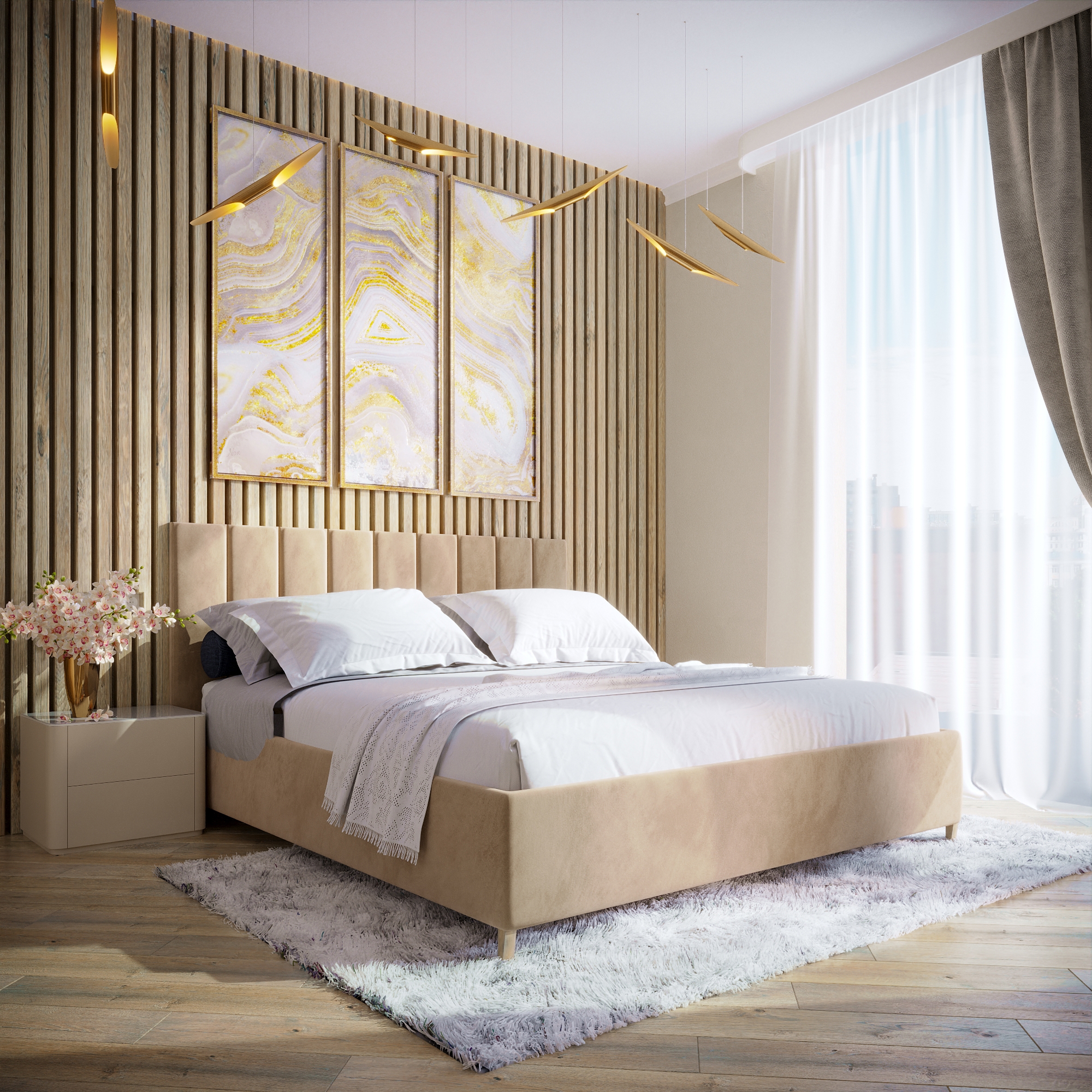 Изображение товара Кровать Inroom Line 140x200 см подъемный механизм цвет бежевый Изображение товара Кровать Inroom Line 140x200 см подъемный механизм цвет бежевый
