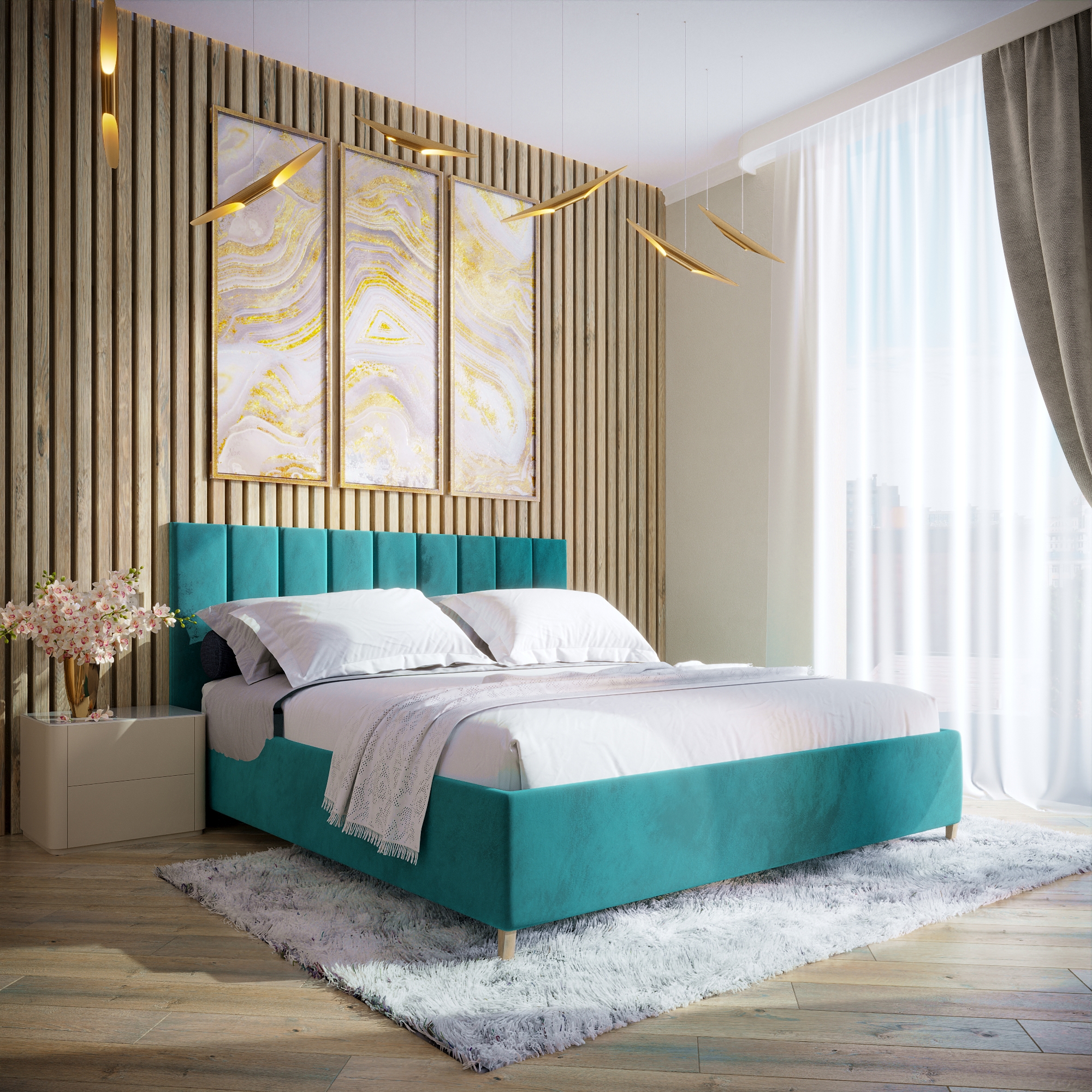Изображение товара Кровать Inroom Line 160x200 см подъемный механизм цвет терракотовый