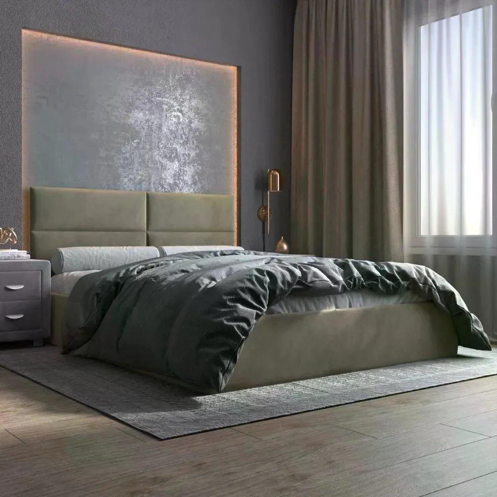 Изображение товара Кровать Inroom Kvadro 180x200 см цвет светло-коричневый Изображение товара Кровать Inroom Kvadro 180x200 см цвет светло-коричневый