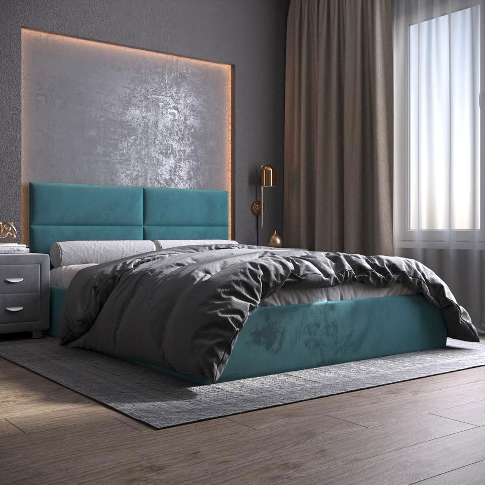 Изображение товара Кровать Inroom Kvadro 180x200 см подъемный механизм цвет бирюзовый Изображение товара Кровать Inroom Kvadro 180x200 см подъемный механизм цвет бирюзовый