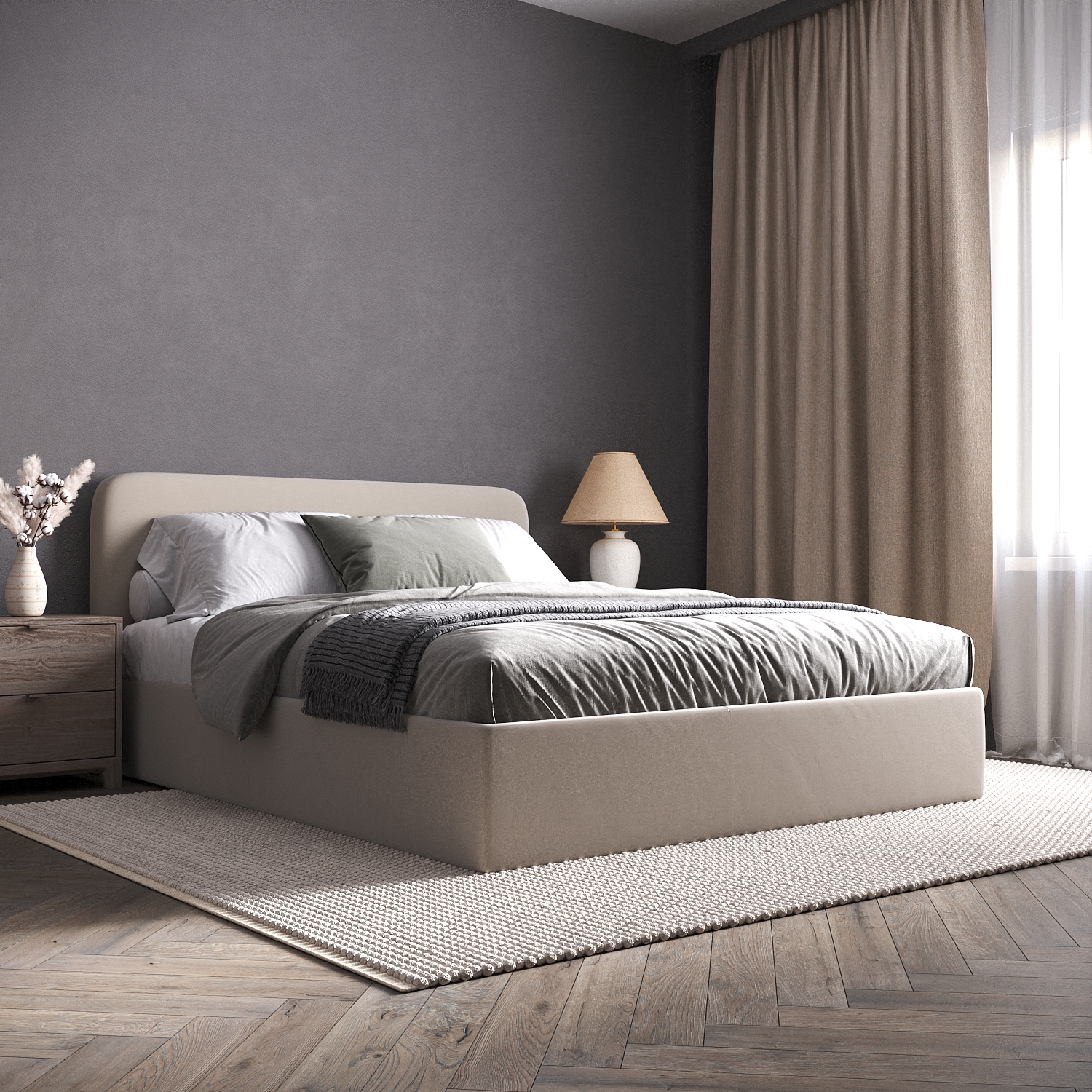 Изображение товара Кровать Inroom с настилом Abstraction NS 120x186 см цвет слоновая кость Изображение товара Кровать Inroom с настилом Abstraction NS 120x186 см цвет слоновая кость