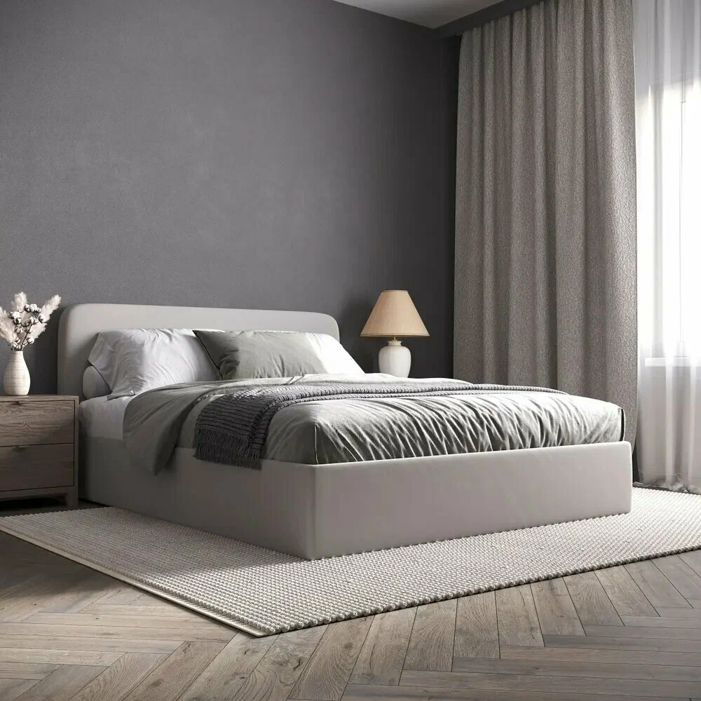 Изображение товара Кровать Inroom с настилом Abstraction NS 120x186 см цвет светло-серый Изображение товара Кровать Inroom с настилом Abstraction NS 120x186 см цвет светло-серый