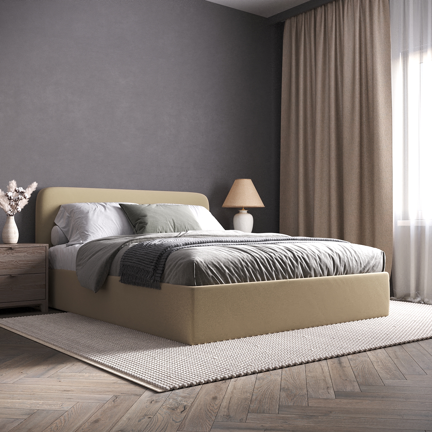 Изображение товара Кровать Inroom с настилом Abstraction NS 120x200 см цвет бежевый